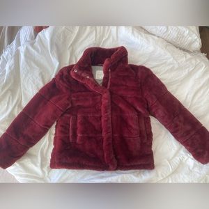 Faux fur puffer coat, size small